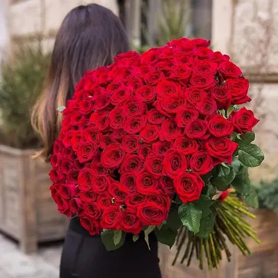 101 красная роза с лентой, 80 см купить в Киеве: цена, заказ, доставка |  Магазин «Камелия»