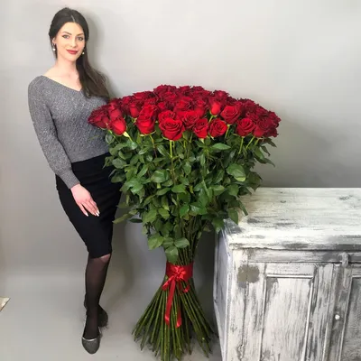 101 роза (50 см) крупная красная