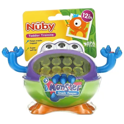 Nuby, Snack Keeper, для детей от 12 месяцев, iMonster, 1 шт. контейнеры для  еды купить недорого от 10 руб. в интернет-магазине bigsaleday.ru