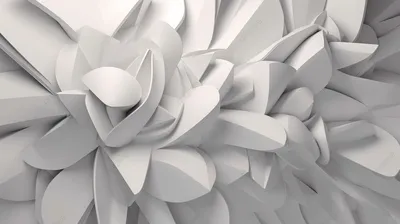 3d анимация цветы из бумаги, 3d иллюстрация белая абстрактная текстура,  стиль Paper Art может быть использован в дизайне обложки, фоны сайта или  реклама фон картинки и Фото для бесплатной загрузки