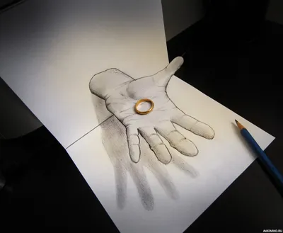 Нарисованная рука с кольцом с эффектом 3D на бумаге — Картинки и авы