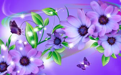 Картинка 3D цветы и бабочки » 3d картинки » Картинки 24 - скачать картинки  бесплатно