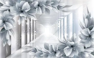 Фотообои 3д Белые цветы в тоннеле купить в Москве, Арт. 10-852 в  интернет-магазине, цены в Мастерфресок