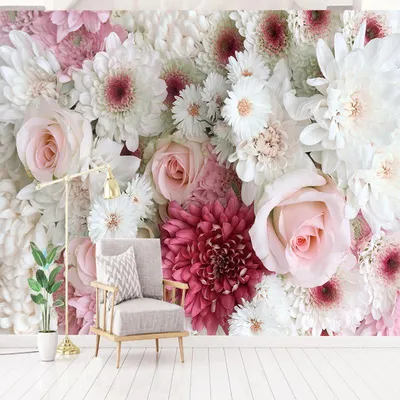 Фотообои Красивые цветы 3Д на стену. Купить фотообои Красивые цветы 3Д в  интернет-магазине WallArt