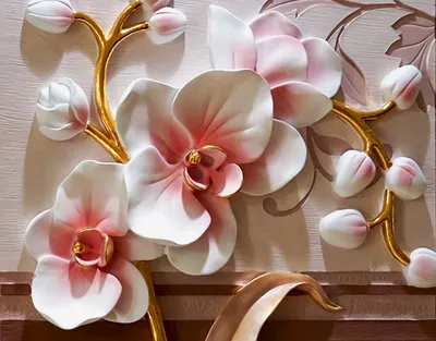 3д цветы фото обои 184x254 см Сердце на воде с белыми орхидеями  (3495P4A)+клей (ID#1754672089), цена: 850 ₴, купить на Prom.ua