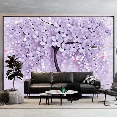 Обои фотообои фотообои 3d на стену обои флизелиновые фото обои на стену WRS  Пурпурное дерево с летающими вокруг него бабочками | AliExpress
