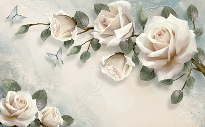 Купить фотообои \"3D цветы розы\" в интернет-магазине в Москве