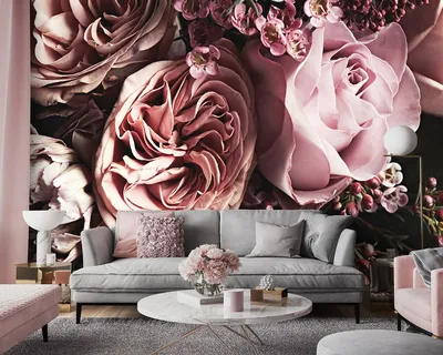 Романтические фото обои 254x184 см 3D Цветы Пудровые розы и пионы  (14114P4)+клей купить по цене 850,00 грн