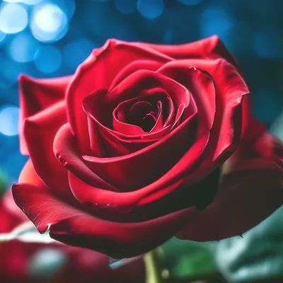 Алая роза, красиво, реалистично, …» — создано в Шедевруме