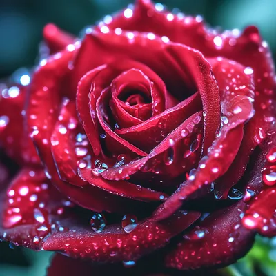 Красивая Алая Роза с капельками …» — создано в Шедевруме