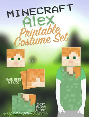 Minecraft Alex Printable Costume - Sweet Anne Designs