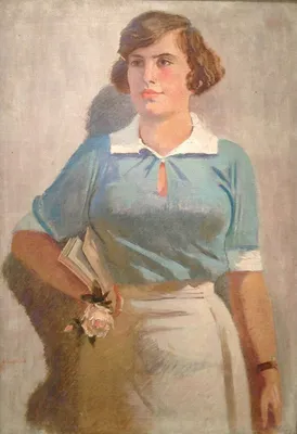 Александр Николаевич Самохвалов - Девушка с ядром, 1933, 65×124 см:  Описание произведения | Артхив