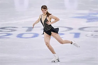 Swiss Alexia Paganini performs during the Ladies Free Skating program at  the Finlandia Trophy Espoo