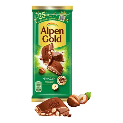 Шоколад молочный Alpen Gold с дробленым фундуком 90 г - отзывы покупателей  на маркетплейсе Мегамаркет | Артикул: 100023331769