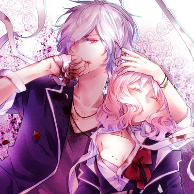 Фото Рэйджи Сакамаки / Reiji Sakamaki из аниме Дьявольские возлюбленные /  Diabolik Lovers стягивает зубами перчатку