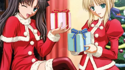Обои новый год, рождество, аниме, подарки, девушки картинки на рабочий  стол, фото скачать бесплатно