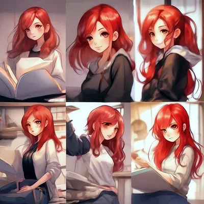 Скачать обои арт, sakimichan, red haired samurai, листья, девушка  разрешение 960x854 #48481