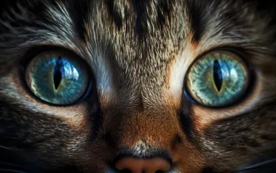 Кот с голубыми глазами смотрит вверх, а за ним светится генеративный  искусственный интеллект | Премиум Фото