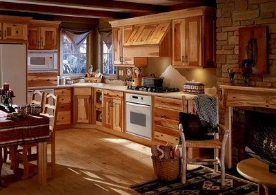 Маленькая кухня в деревянном доме - 64 фото