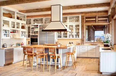 Кухня в деревянном доме: фото, идеи дизайна и отделки + примеры для кухни -гостиной