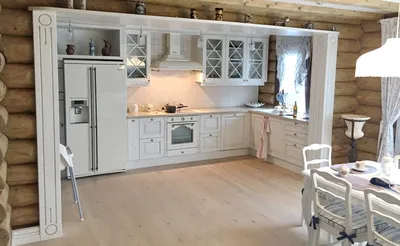 Кухня в стиле прованс в деревянном доме под Минском от проиводителя