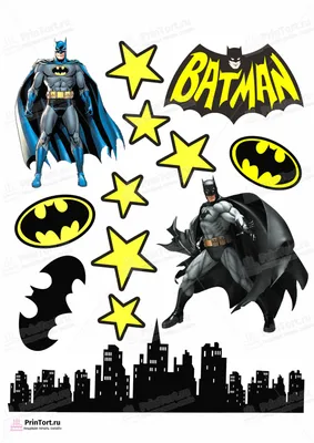 Картинка для торта \"Бэтмен (Batman)\" - PT103152 печать на сахарной пищевой  бумаге