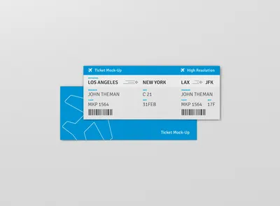 PSD мокап билета на самолет (62.1 Mb)