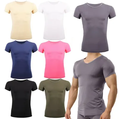 HOT Mens T-Shirt Bodybuilding Gym V-Neck Top Slim Fitness Sports Tight  Short Tee | eBay