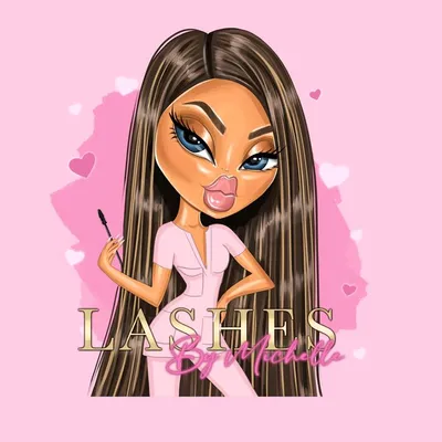 Bratz pink cute brunette blonde blue eyes lips neon bratz doll barbie style  cartoon realistic | Lashes, Lashes logo, Bratz doll makeup