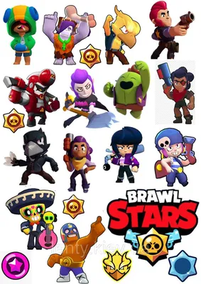 Картинка для торта \"Brawl Stars (Бравл Старс)\" - PT100388 печать на  сахарной пищевой бумаге