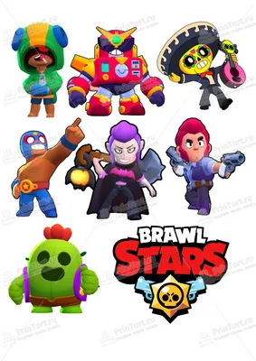 Картинка для торта \"Brawl Stars (Бравл Старс)\" - PT100464 печать на  сахарной пищевой бумаге