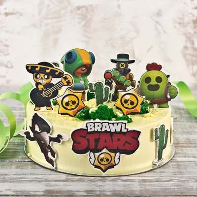 Торт Brawl Stars с фотопечатью и пряниками