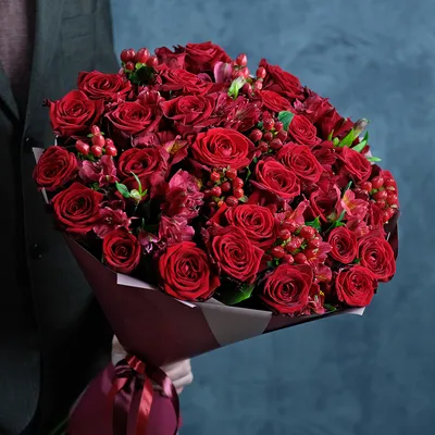 29 красных роз в букете - 80 см. за 9 690 руб. | Бесплатная доставка цветов  по Москве