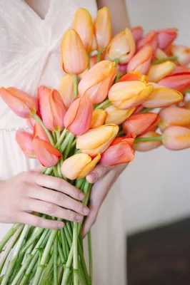 Букет тюльпанов в руках фотографии