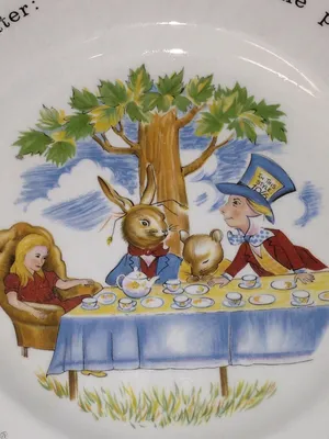 JOHNSON BROS ENGLAND ALICE IN WONDERLAND MAD HATTERS TEA PARTY 8\" PLATE  CHILDS | eBay