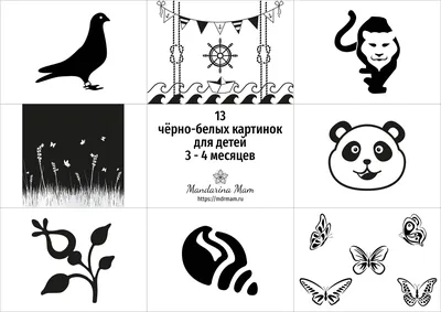 Чёрно-белые картинки для новорождённых «Формы и фигуры», 40 картинок –  Настольные игры – магазин 22Games.net