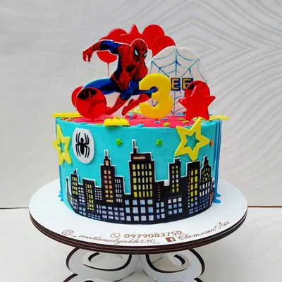Торт Человек-паук комикс на день рождения мальчика заказать с доставкой в  СПб на дом