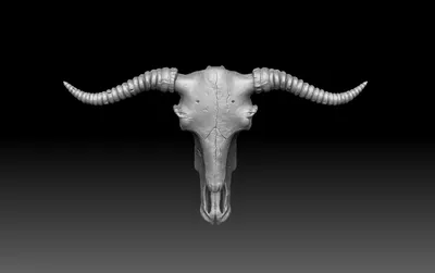 Изображение черепа коровы в стиле киберпанк