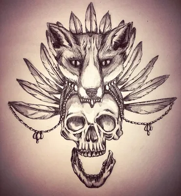 Картинка черепа лисы с логотипом сайта