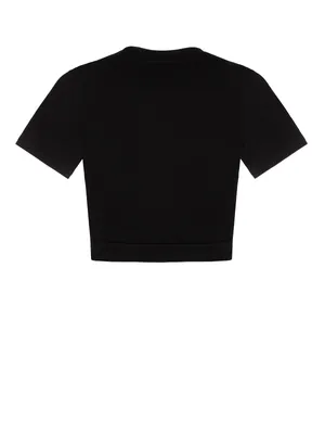 Укороченная черная футболка с принтом, артикул L1-17-008-900 | Купить в  интернет-магазине Yana в Москве