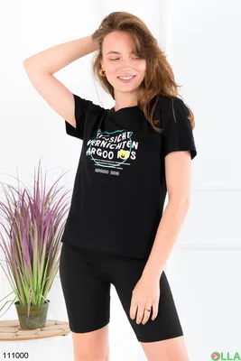 Черная женская футболка без рисунка - Купить от 320 рублей