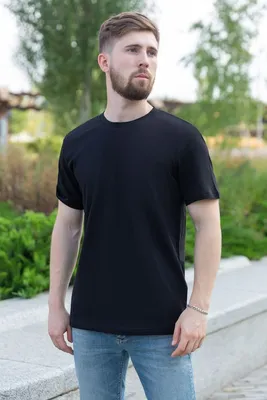 Базовая черная футболка хлопок купить в интернет-магазине Ярмарка Мастеров  по цене 1500 ₽ – RLL6CBY | Футболки, Новосибирск - доставка по России
