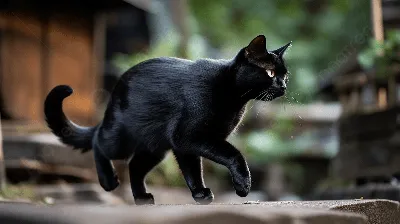 Черная кошка облизывается фотография Stock | Adobe Stock