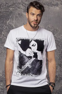 Мужская футболка модная с черно-белым принтом Instagram Сocaine ФМ-1059