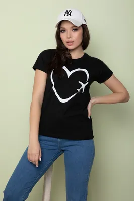 Свободная футболка с чёрно-белым принтом - артикул B238099, цвет WHITE -  купить по цене 0 руб. в интернет-магазине Baon