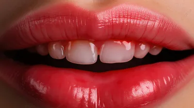 Закрыть сексуально открытый рот с языком лизать белые зубы. Чувственные красные  губы. Сексуальные губы, сосать. стоковое фото ©Tverdohlib.com 566203018