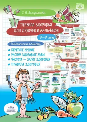 Правила здоровья для девочек и мальчиков. 3-7лет. Тематические плакаты.  Берегите зрение. Растим здоровые зубы. Чистота-залог здоровья. Правила  здоровья.