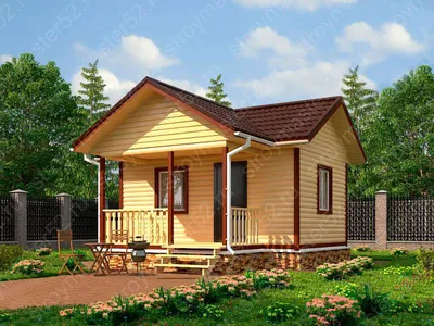 Каркасный дачный дом с террасой (проект №116) по доступной цене - Дача НН