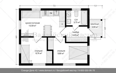 ᐈ Проект одноэтажного дачного дома Smart Dacha 5 – 37 м2
