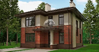 916A «Медиана» - проект одноэтажного дома из кирпича, с угловыми окнами:  цена | Купить готовый проект с фото и планировкой